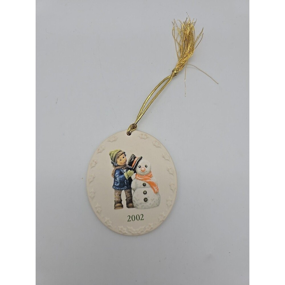 VTG Berta HUMMEL Porcelain Christmas Ornaments 2002 Snowman Double sided Boxed